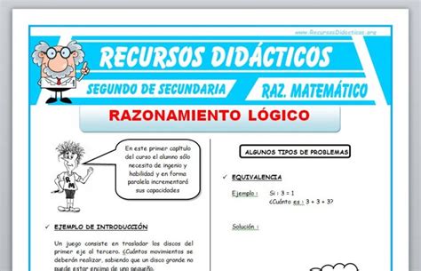 Razonamiento L Gico Para Segundo De Secundaria Recursos Did Cticos