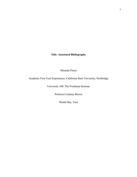 Annotated Bibliography Example And Apa Formatting