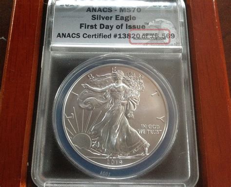 Silver American Eagle First Day Of Issue Anacs Cert Ms