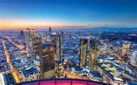 T L Charger Fonds D Cran Francfort Gratte Ciel Soir E Paysage