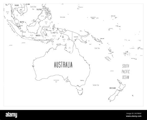 Mapa Pol Tico De Australia Y Ocean A Esquema Negro Dibujado A Mano