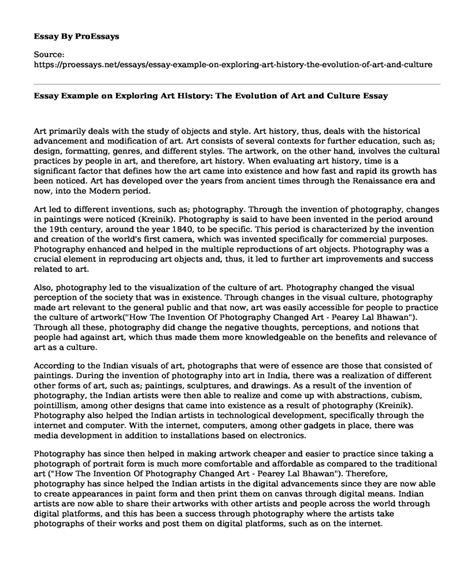Art History Essay Example