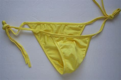 K Sexy Hot Men Bikini String Tie Hips Skimpy Pouch Yellow