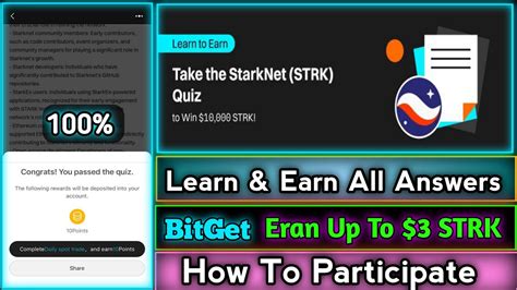 BitGet Learn Earn Quiz Answers Eran Up To 3 STRK 100 All