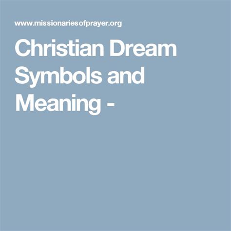 Christian Dream Symbols And Meaning Dream Symbols Symbols And