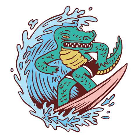 Crocodile Surfing Illustration Png And Svg Design For T Shirts