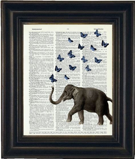 Elephant Art Elephant Print Elephant Butterfly Print Elephant With