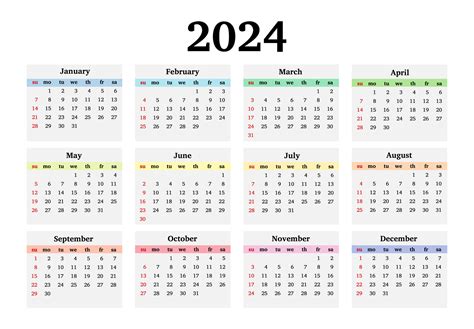 Calendar for 2024 isolated on a white background 29090576 Vector Art at ...