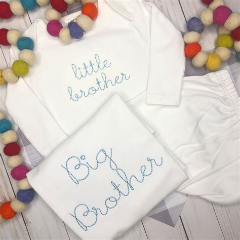 Personalized Sibling Script Set Big Brother Shirt Little Brother Gown