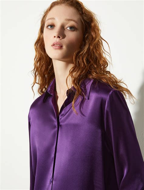 Silk Satin Shirt Purple Maxandco