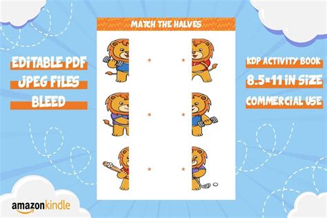 Match The Halves Of Lion Worksheet Graphic By Mouka Graphics · Creative