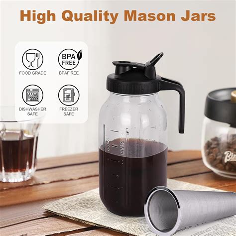 Cold Brew Coffee Maker Oz Wide Mouth Mason Jar Pitcher With