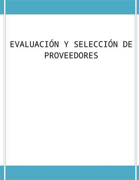 Doc 4 Evaluación Y Selección De Proveedores 1 Dokumentips