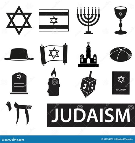 Judaism Religion Symbols Vector Set Of Icons Eps Stock Vector