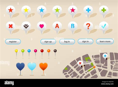 GPS Navigation Markers And Website Elements Stock Photo - Alamy