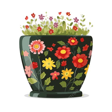 Vaso De Flores Vetor Png Adesivo Clipart Um Velho Plantador Colorido