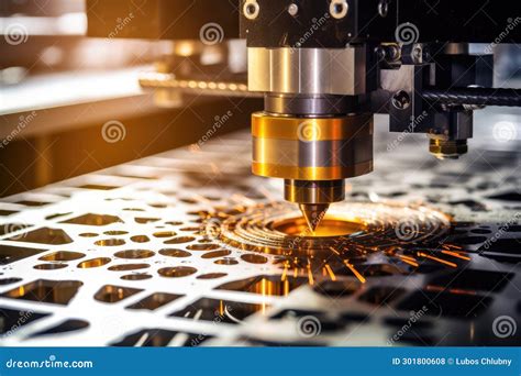 Cnc Laser Cutting Of Metal Modern Industrial Technology Stock