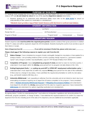 Fillable Online F Departure Request Form Instructions Fax Email Print