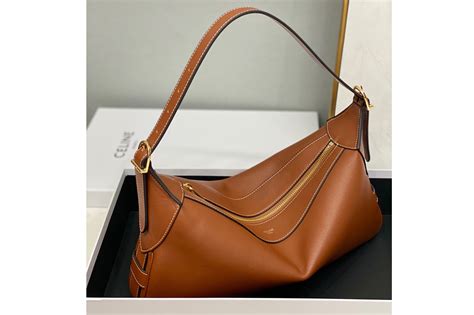 Celine 197443 MEDIUM ROMY Bag IN Tan SUPPLE CALFSKIN Unrb Ru