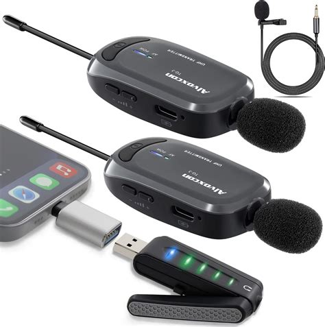 Amazon.com: Alvoxcon Wireless Lapel Microphone for Computer USB Dual lavalier mic System for ...