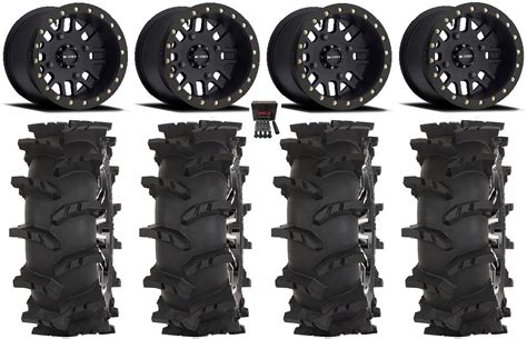 Method 406 Beadlock 15 Wheels Black 33 Outlaw Max Tires Can Am Maverick X3 Honda Pioneer