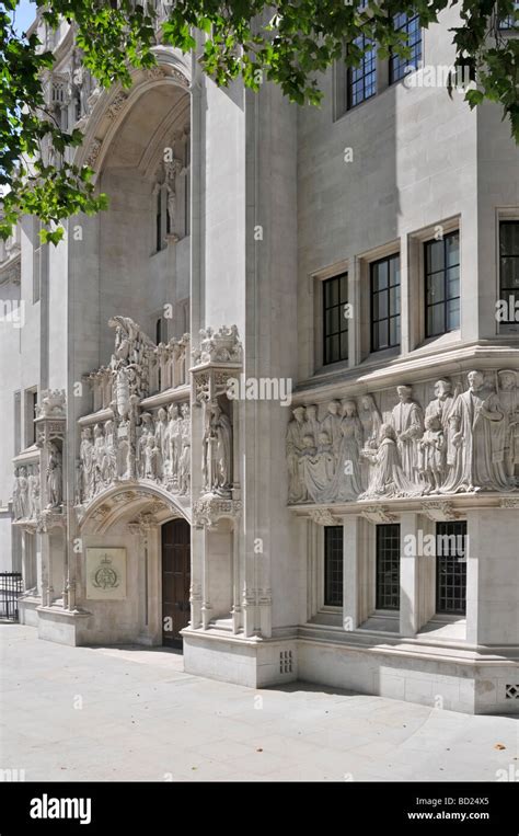 Facade Ornate Arched Entrance At Front Of Supreme Court In Middlesex