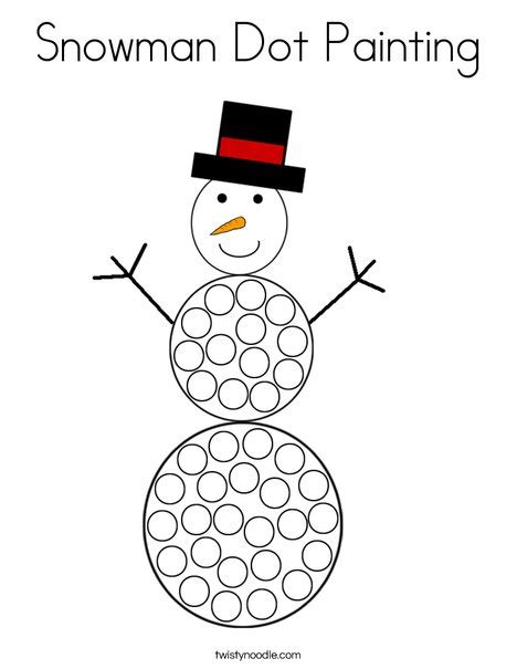 Snowman Dot Painting Coloring Page Twisty Noodle