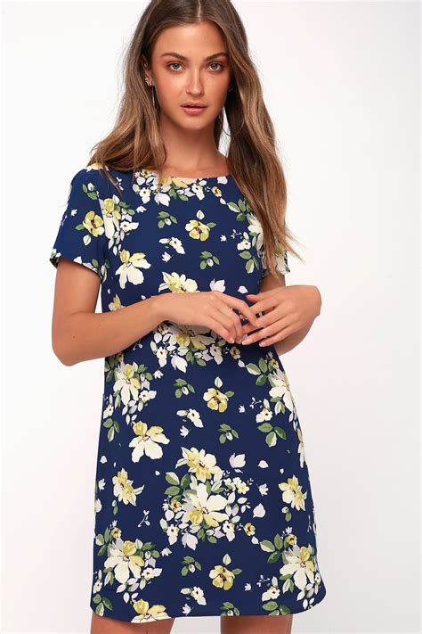 Navy Blue Dress With Yellow Flowers Uk