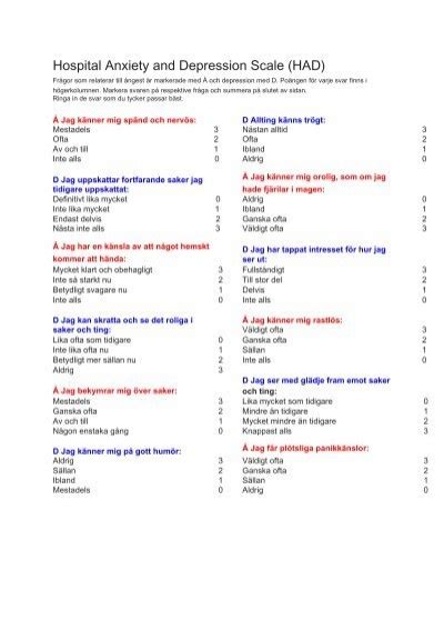 Hospital Anxiety And Depression Scale Had