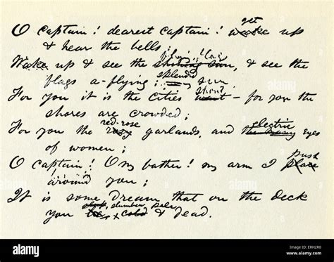 O Captain My Captain Handwritten Lines From Poem By Walt Whitman In