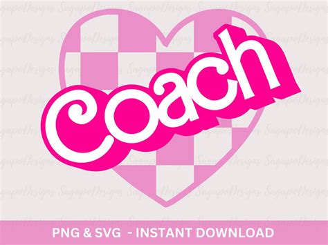 Coach Barbi Svg Barbi Font Svg Pink Checkered Heart Trainer Svg Babe