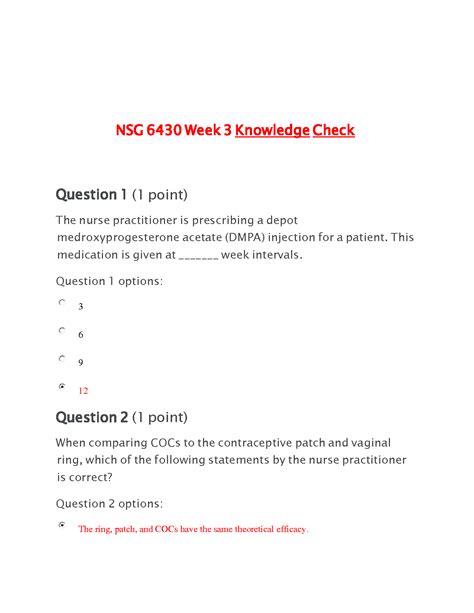 SOLUTION Nsg 6430 Week 3 Knowledge Check Studypool