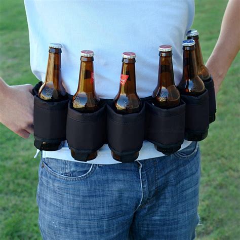 Deluxe Six Pack Beer Belt Holster Black