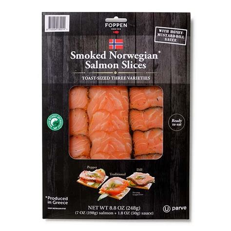 Foppen Salmon Norwegian Smoked Toast Sized Three Varieties Slices