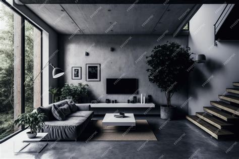 Premium AI Image | Concrete House Interior Design Attempt