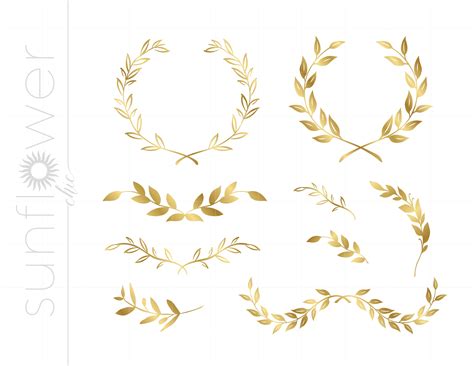 Gold Laurels Svg Clip Art Dxf Eps Jpeg Gold Filigree Accents Etsy