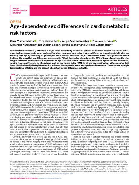 Pdf Age Dependent Sex Differences In Cardiometabolic Risk Factors