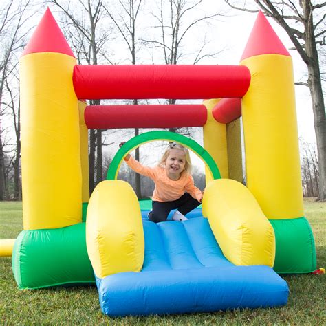 Hey Play Inflatable Castle Bounce House With Slide And Hoop