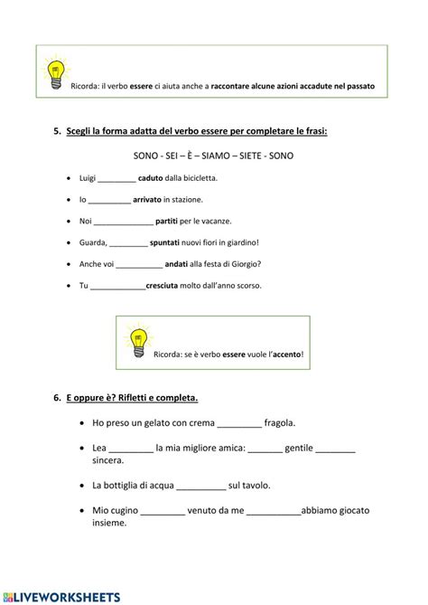 Verbo Avere E Verbo Essere Worksheet Grammar Work Work Sheet Italian