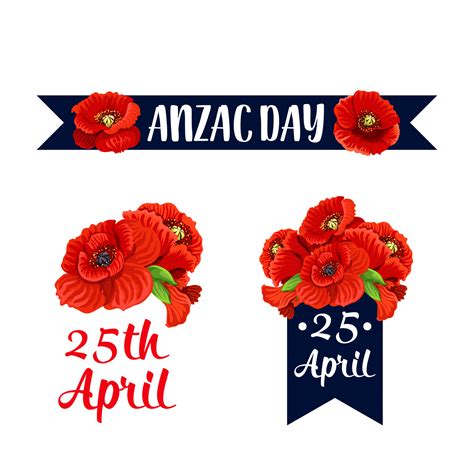 Anzac Day 25 April Red Poppy Vector Icons 13018364 Vector Art At Vecteezy