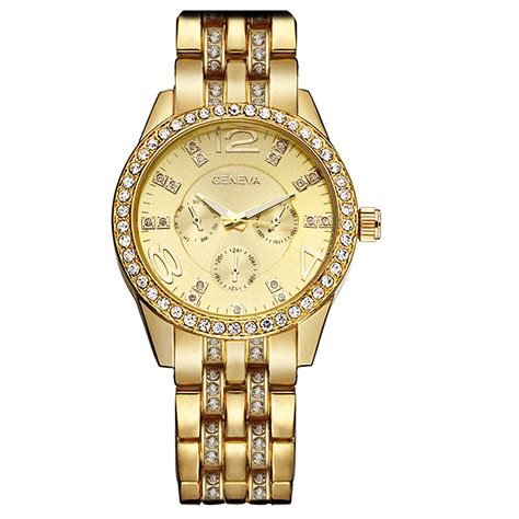 2017 Relogio Feminino Fashion Casual Quartz Gold Watch Women Crystal Luxury Brand Geneva Watches