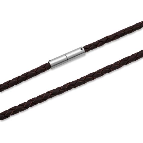 Unique Genuine Leather Necklace Brown Braided Ln