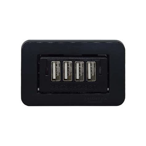 Tomada Para Moveis Usb Charger 4X5V 2A Preta Lumitek Tomadas