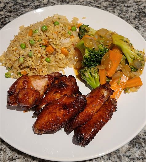 Fried Chicken Wings With Fried Rice