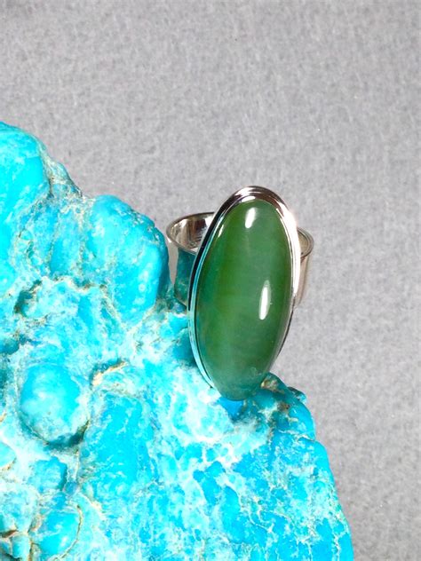 Anillo de jade siberiano ojo de gato en plata de ley Tamaño Etsy España