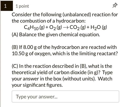 Solved Point Consider The Following Unbalanced Reaction For The