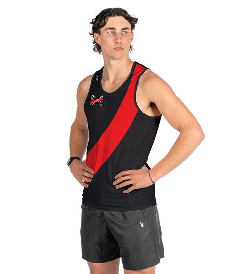 Mens Essendon Rowing Club Performance Tank Blackred 776bc