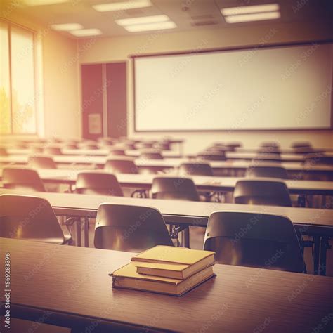 Empty Defocused University Classroom Generative Ai Business Conference Room Blurred School