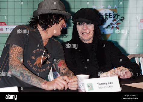 Tommy Lee L And Mick Mars Of Motley Crue Attends Press Conference To