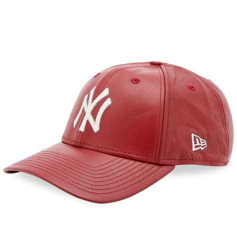 New Era New York Yankees Leather 9forty Adjustable Cap Red End Ar